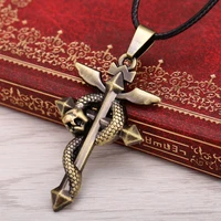 new movie jewelry hot anime fullmetal alchemist series alloy snake bronze fashion necklace nice cross pendant