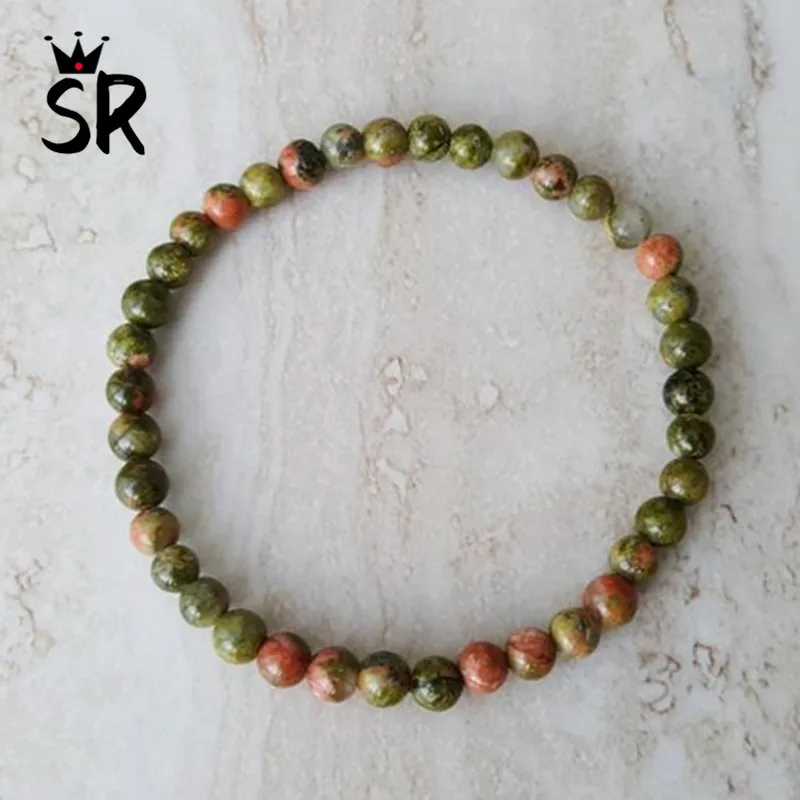 4 мм зеленый браслет из унакита натуральный камень бусины мини энергетический