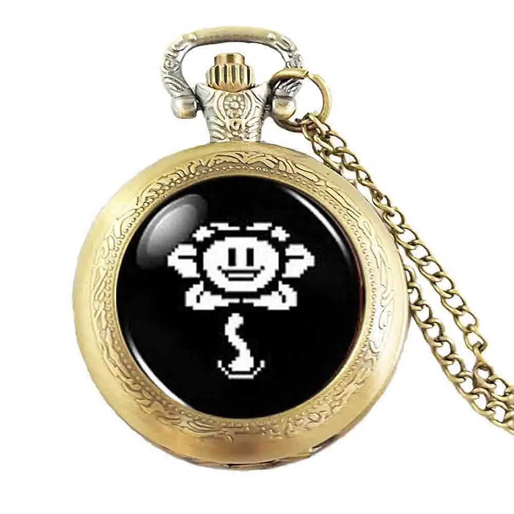 Фанаты Undertale Flower Sans видео игра игровое ожерелье карманные часы латунная сталь