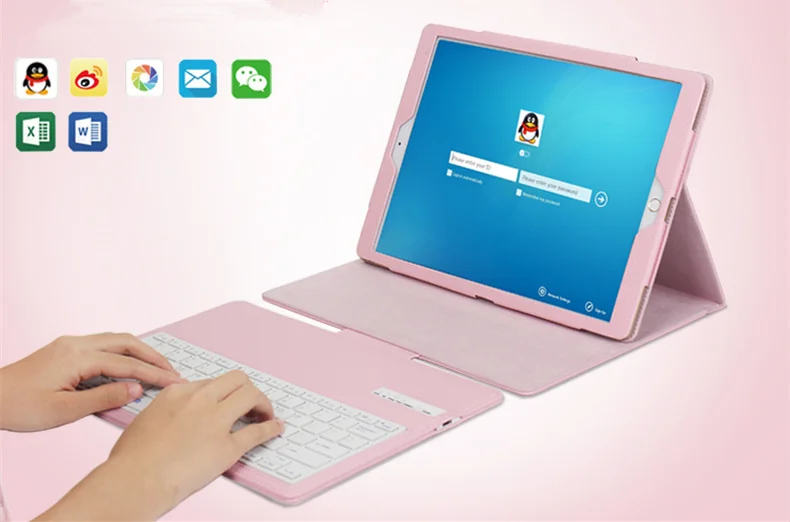 Kemile роскошный чехол с Bluetooth клавиатурой для ipad pro 12,9() Беспроводная клавиатура для ipad pro 12,9 дюймов pu кожаный чехол для клавиатуры