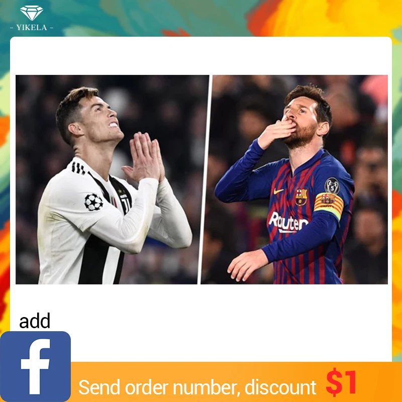 DIY 5D Алмазная мозаика футболист Messi/C Ronaldo для самостоятельного создания картины