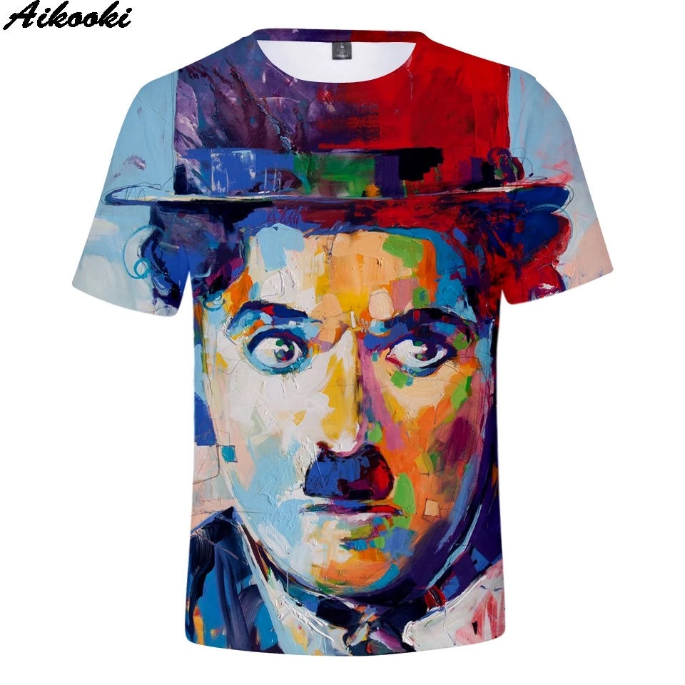 Классические футболки Chaplin 3D мужские/женские Korte Mouw Zomer Mannen Harajuku с принтом chaplin Cool t