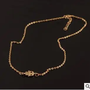 2017 New Simple Fashion Jewelry Gold Color Chain Fatima Choker V Necklace vintage Long Pendant Necklaces necklace women | Украшения и