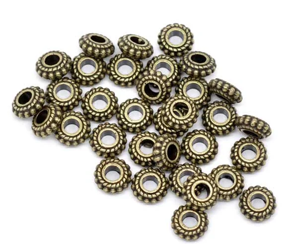 

8SEASONS 100 Bronze Tone Wheel Spacer Beads Findings 8x3mm (B09226)