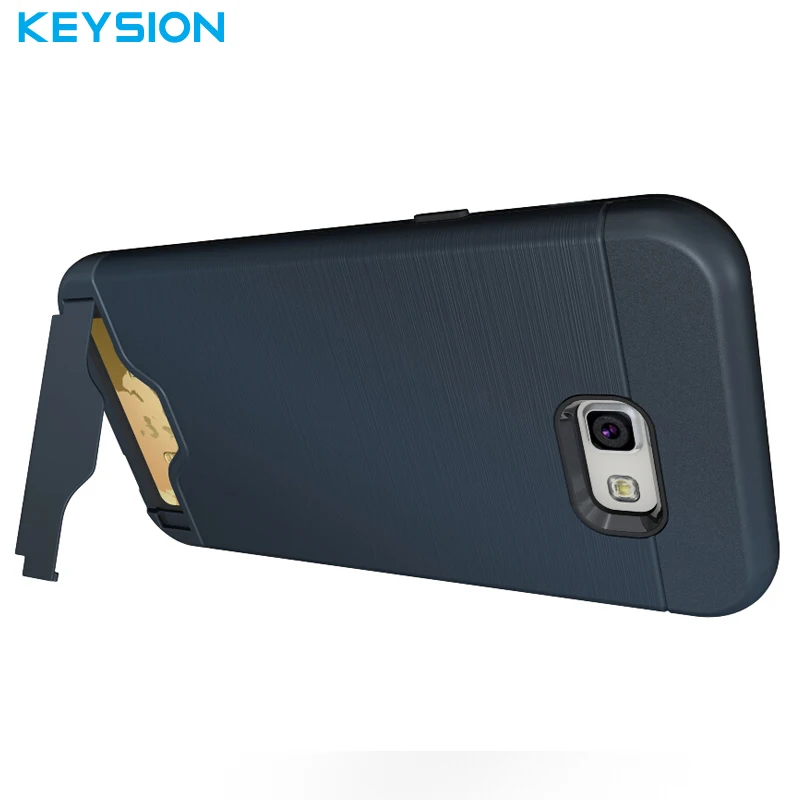 Keysion Case For Samsung Galaxy A5 2017 A520 PC + Silicone Dual Layer Brushed Drawing Texture Built in Stand Card Cover |