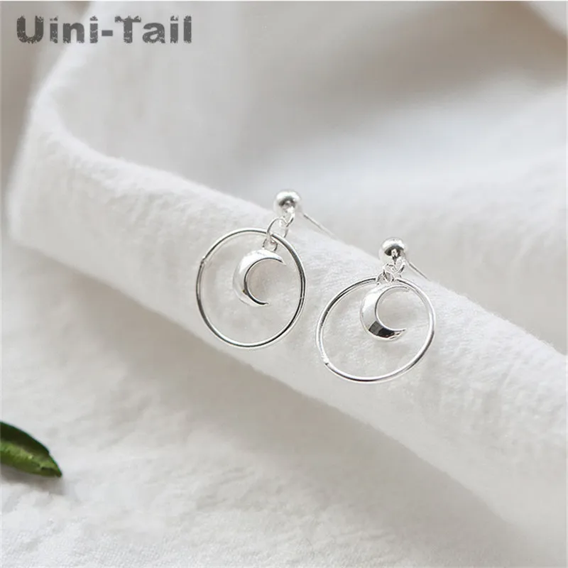 Женские серьги с Луной Uini Tail сережки из стерлингового серебра 925 пробы простые