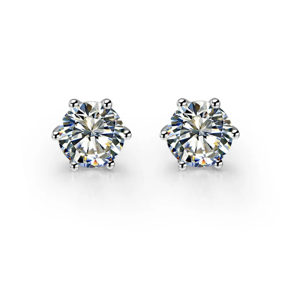 Высокое качество 8 мм 2Ct каждая круглая синтетическая шпилька с алмазами серьги