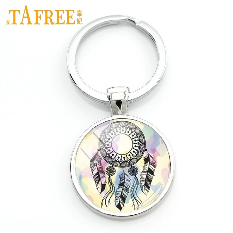 ZY173 TAFREE Новая мода Ловец снов перо красочное изображение брелок для ключей стеклянный купол женский изысканный ключ кольцо ювелирные изделия ZY169 - Цвет: ZY173