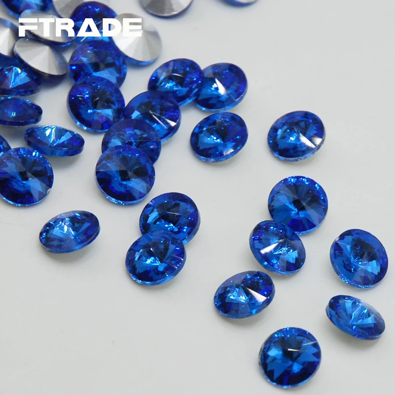 

6 Sizes Sapphire Colors Glass Rivoli Point Back Crystal Fancy Stone 6mm 8mm,10mm,12mm,14mm,16mm,18mm Jewelry Stones