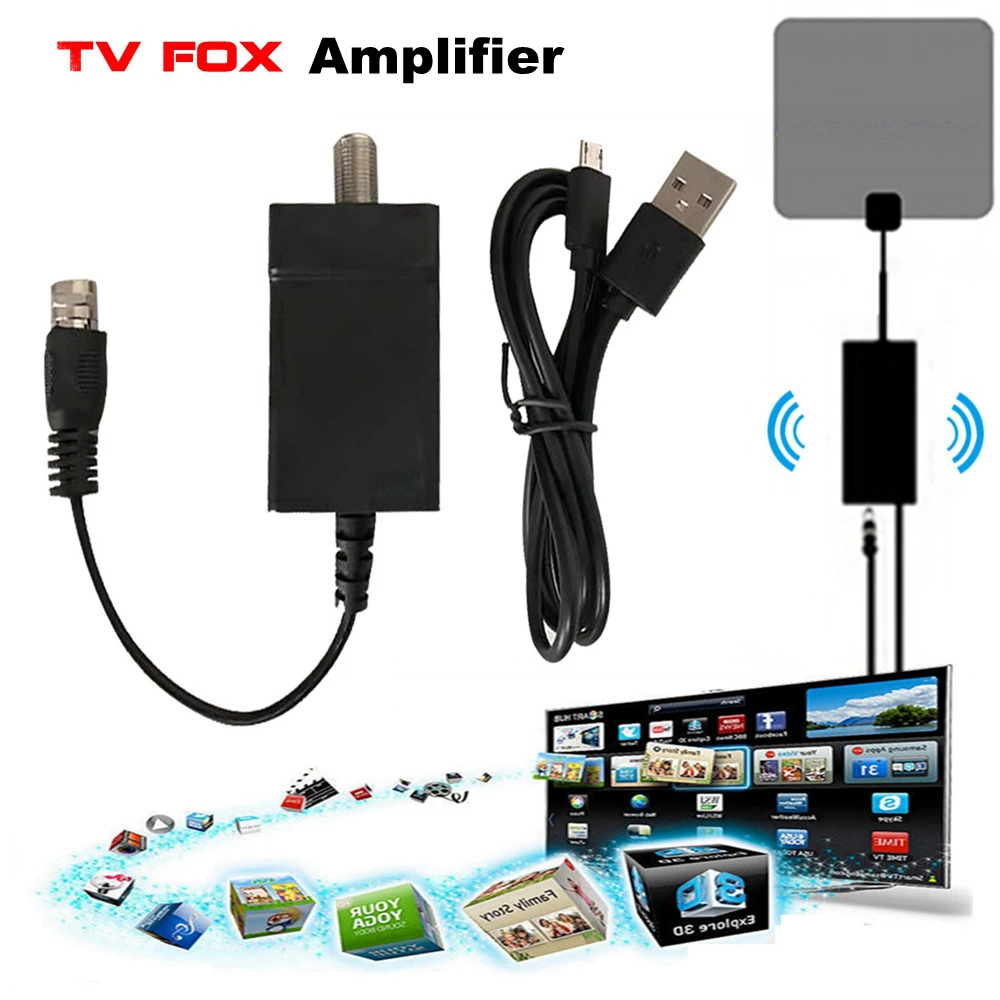 Цифровой комнатный усилитель сигнала ТВ антенны Усилитель HD TV D Fox адаптер DVB T T2 ATSC
