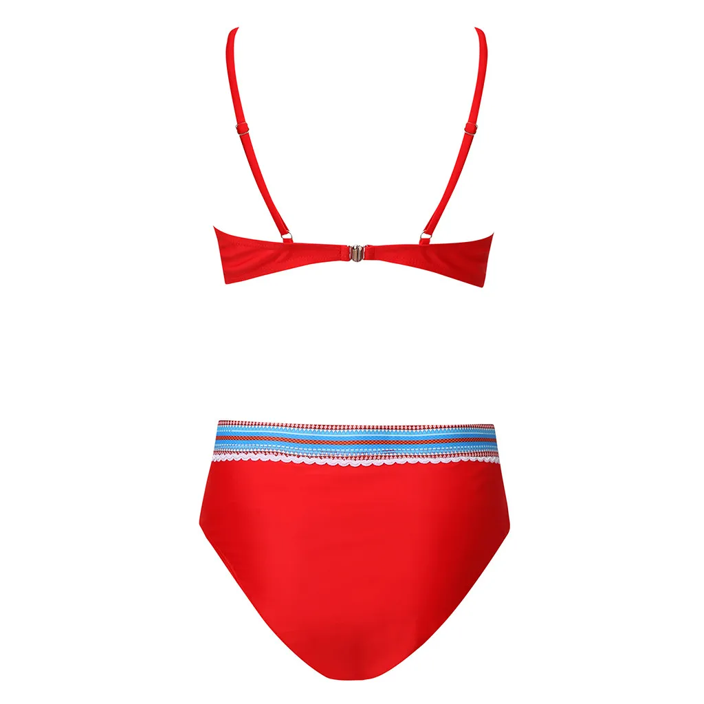 Женский купальник с высокой талией и бантиком танкини Раздельный принтом летняя