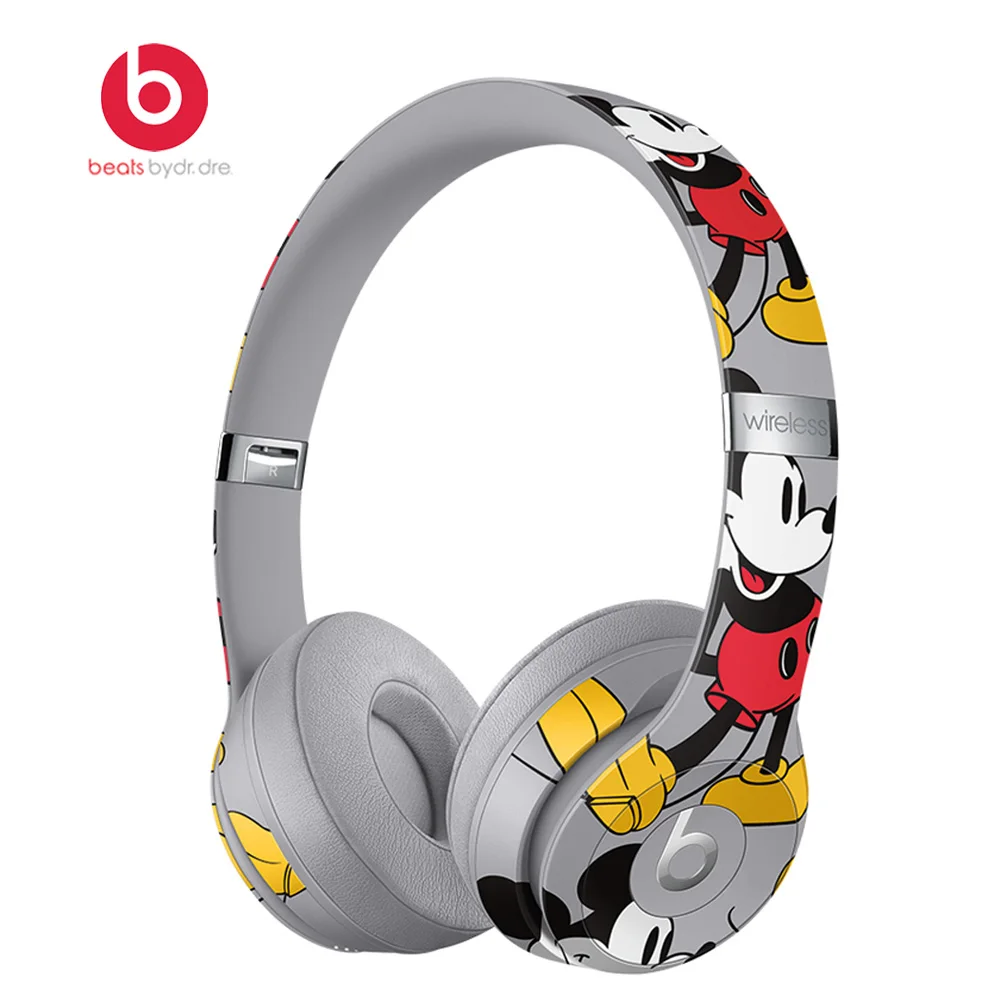 Беспроводные наушники Beats Solo 3 с Bluetooth, игровая гарнитура, музыкальные наушники, свободные руки с микрофоном, серия микки 90-летия