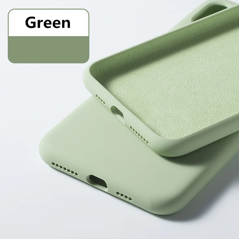 Green Тонкий мягкий чехол для iPhone 7, 8, 6, 6s Plus, 7 Plus, жидкий силиконовый чехол, однотонный карамельный цвет, Coque Capa для iPhone X, Xs, Max, XR - Цвет: Green