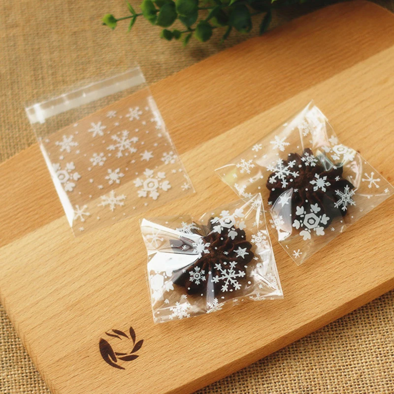 Самоклеящиеся пакеты снежинки для печенья 3 размера 100 шт.|candy bag|bag candybag plastic |