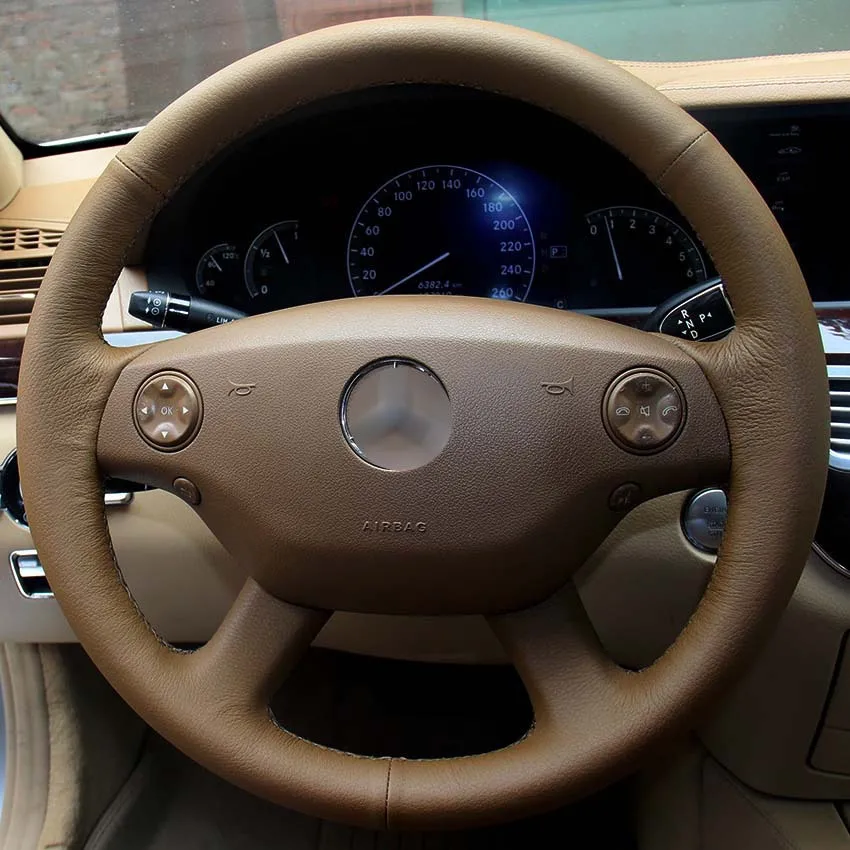 

Чехол для Benz S350, чехол на рулевое колесо mercedes-benz, Прошитый чехол на рулевое колесо, чехол «сделай сам» из натуральной кожи, Стайлинг автомоби...