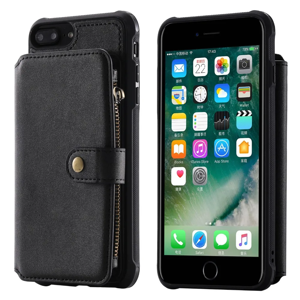 Однотонный чехол Haissky из искусственной кожи для iPhone X Xs 8 7 держатель карт кошелек