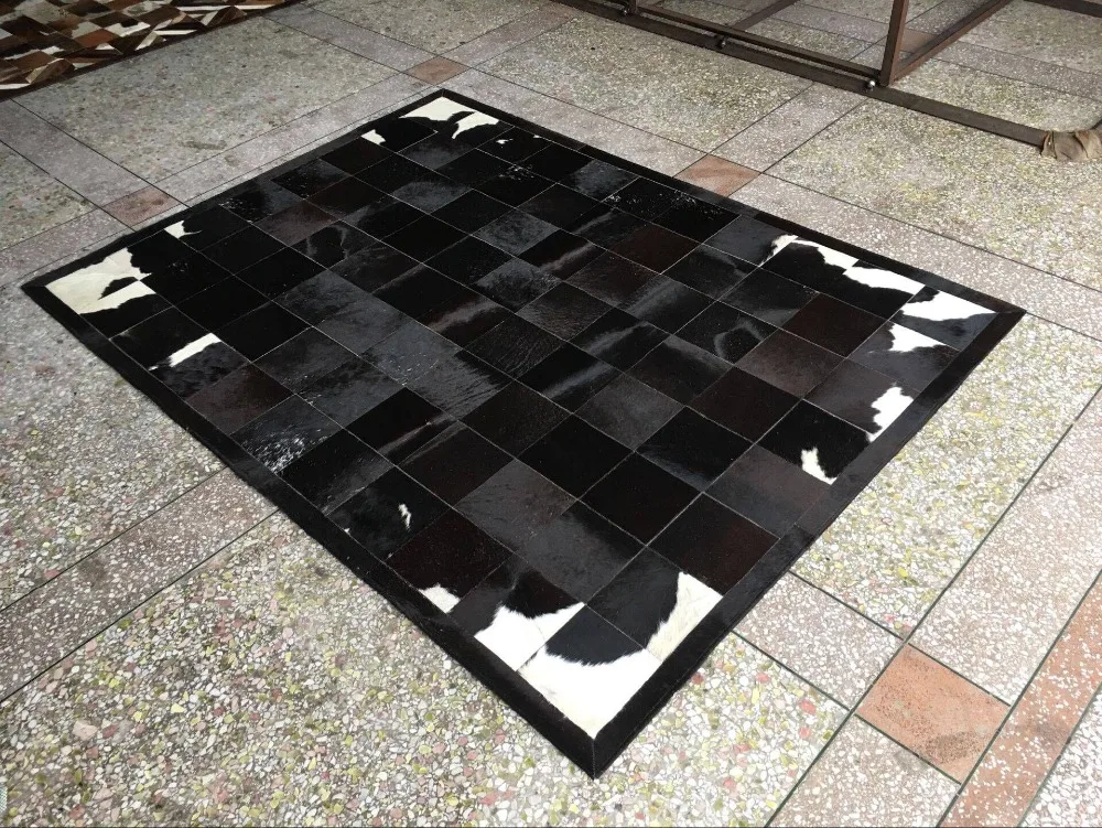 Черная/темно коричневая/белая натуральная воловья кожа Лоскутная поверхность