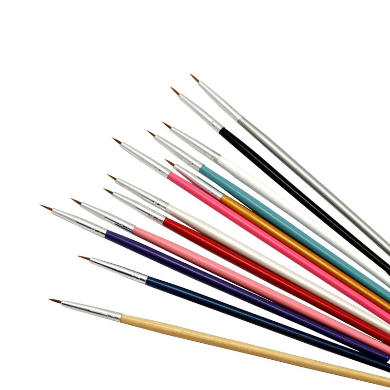 12 шт радужных цветов для дизайна ногтей гелевая ручка рисования набор кистей