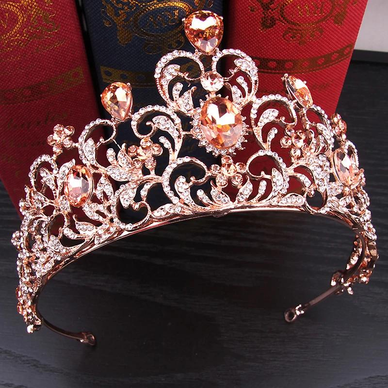 Baroque Silver Gold Color Blue Crystal Wedding Tiara Brides Headband Bridal Rhinestone Pageant Tiaras And Crowns Hair Jewelry | Украшения и