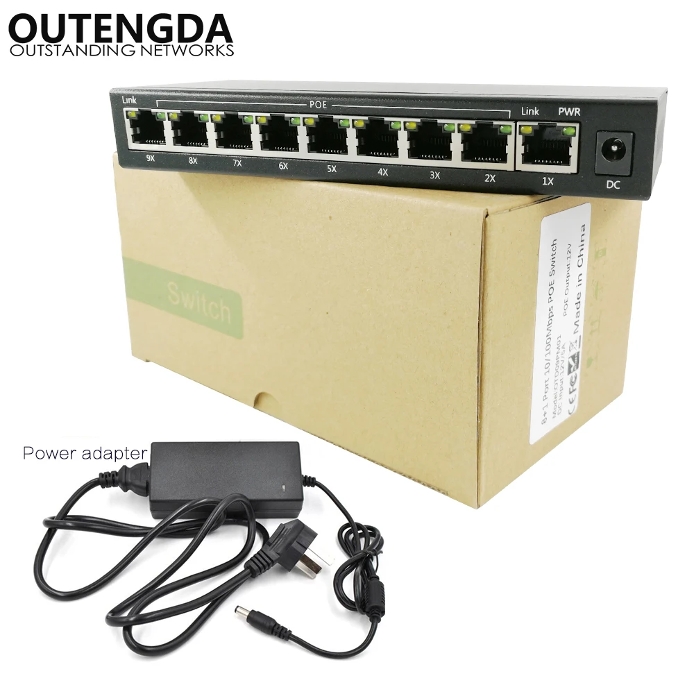 8 + 1 порта 10/100 м POE коммутатор 12 ~ 15 24 В poe сетевой с портами uplink для беспроводной