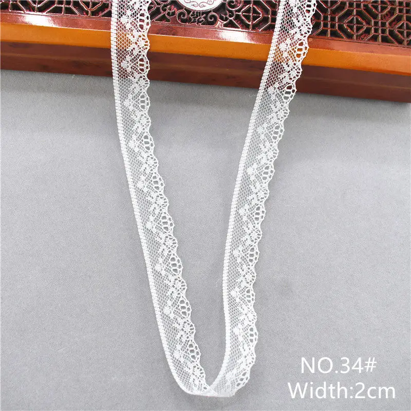 34-Width 2CM 10 ярдов, 38 цветов, белая кружевная лента, тканая лента, французская африканская кружевная свадебная ткань, сделай сам, одежда/подарочная упаковка - Цвет: 34-Width 2CM