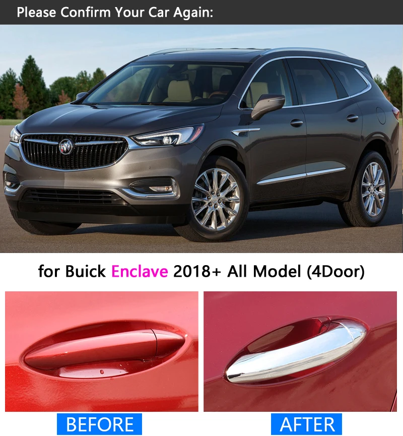 Роскошная хромированная крышка дверной ручки для Buick анклава 2018 комплект отделки