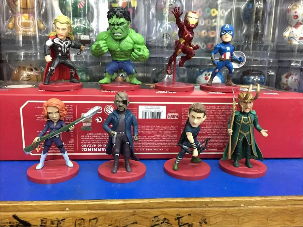 DISNEY Marvel Мстители 8 шт./компл. Железный человек Тор Халк см фигурку аниме мини