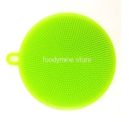 Green Силиконовая круглая щетка для мытья посуды, для мытья фруктов, овощей, многофункциональная щетка для мытья посуды - Цвет: Green