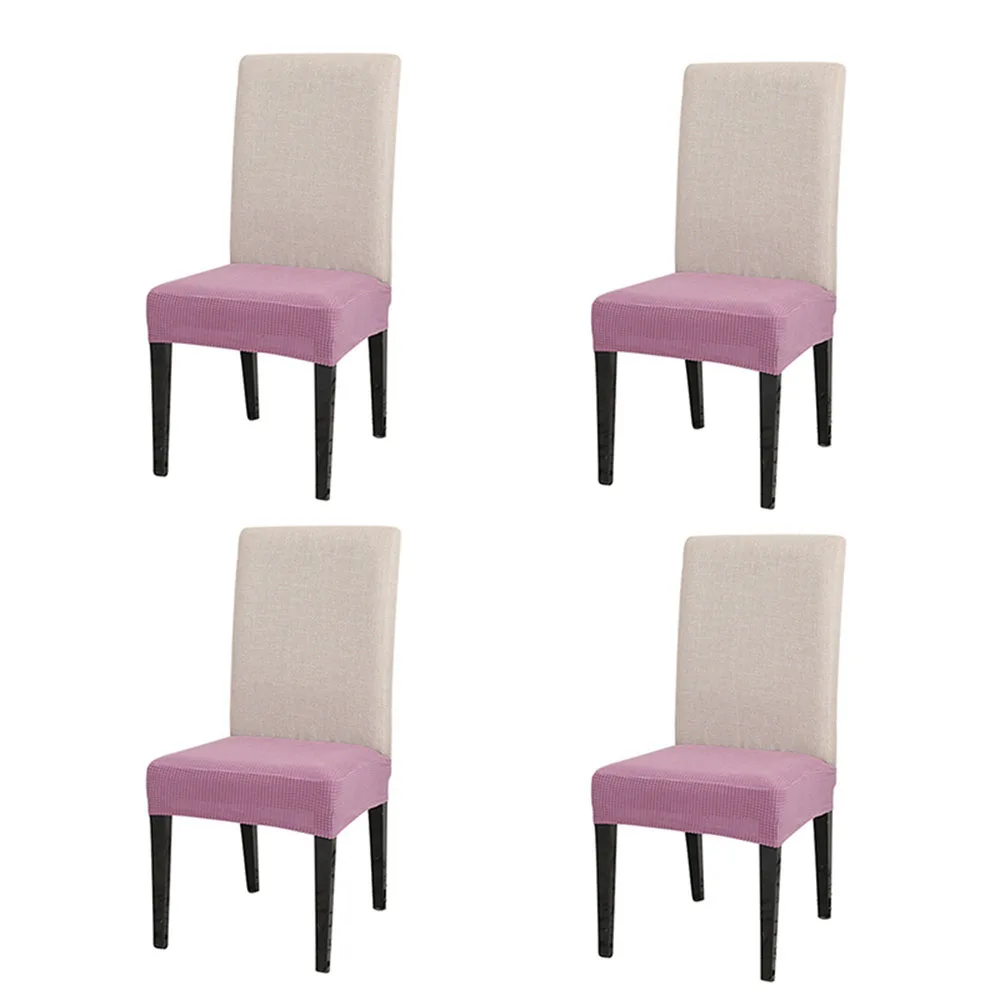 4pcs Light purple 6 шт./4 шт./1 шт. Натяжные чехлы для сидений на стулья Набор вязаных чехлов для сидений на стуле Чехол для стула Чехлы для столовой - Цвет: 4pcs Light purple