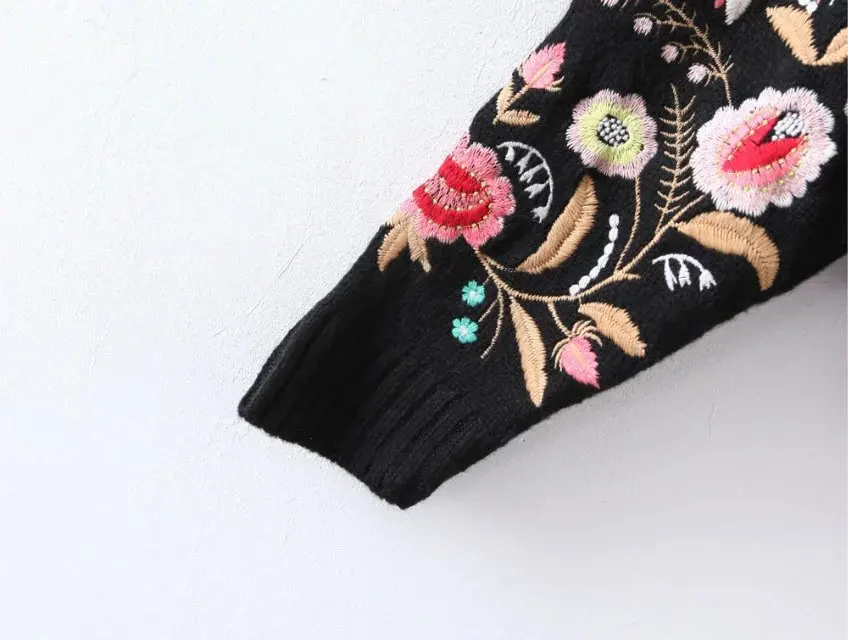 2018 Women Sweater Fashion Floral Embroidery Pull Streetwear Sweaters Winter | Женская одежда