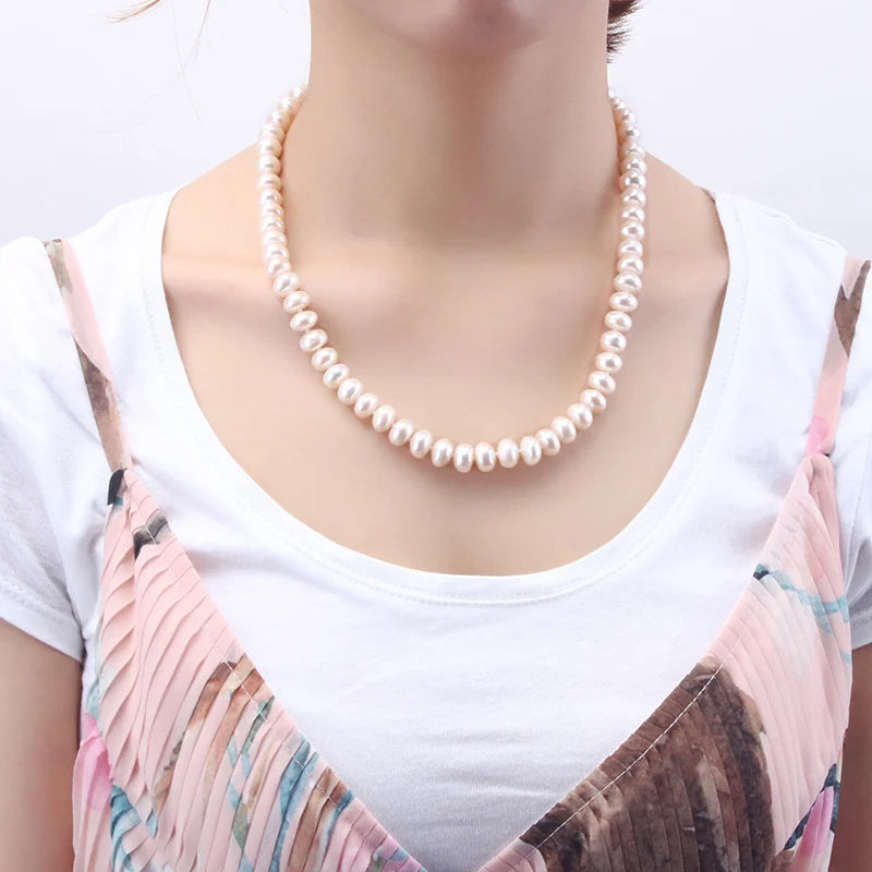 4 Цвета Натуральное жемчужное ожерелье из пресноводных жемчугов для женщин, длиной 45 см, бусины 8-9/9-10 мм, ювелирные изделия, прекрасное горячее предложение 2018.