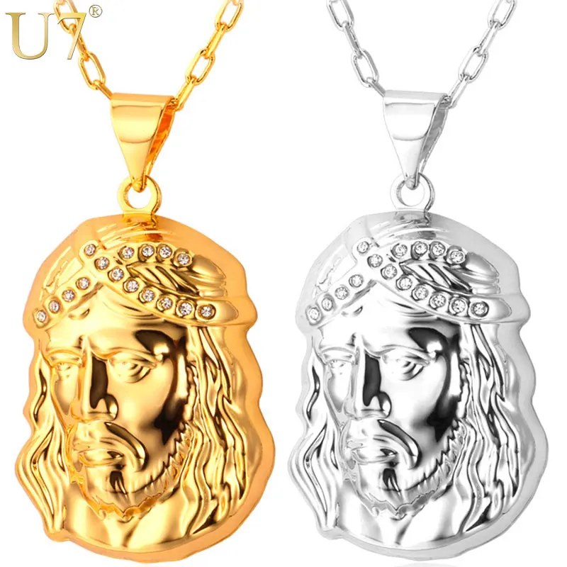 U7 Христианский Иисус Кулон Ожерелье Женские / Мужские Ювелирные Изделия Кристиан Подвески И Цепочки P545