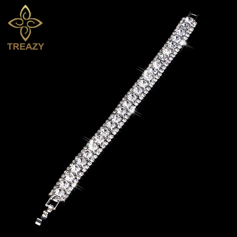 Style 11 TREAZY Серебряный Цвет Кристалл Браслеты для женщин цветочные свадебные браслеты и браслеты Свадебные обручальные ювелирные изделия - Окраска металла: Style 11