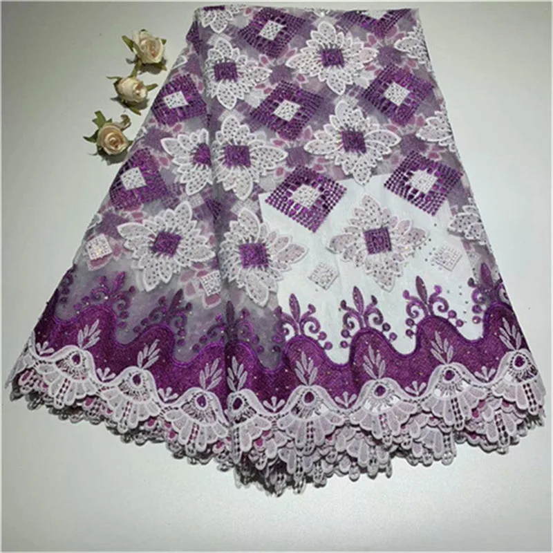 

2019 High Quality African Lace Fabric White French Net Embroidery Tulle Lace Fabric For Nigerian Wedding Party Dress