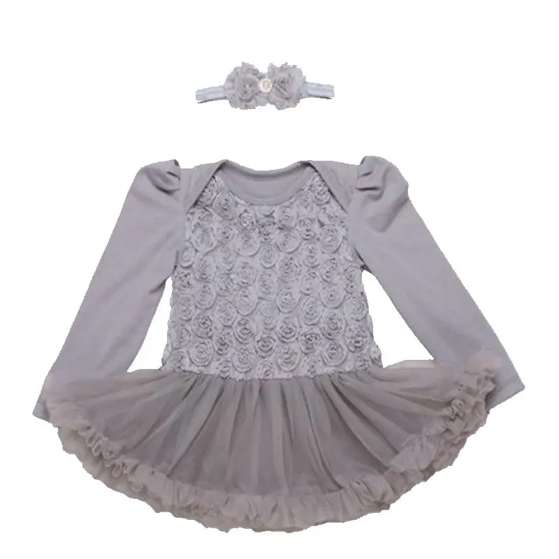 Розовый Платье для маленьких девочек розы Кружево малыша Комбинезоны малышек