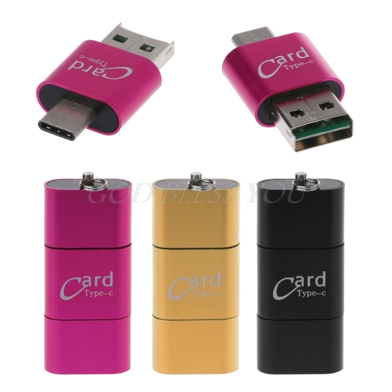 Мини Универсальный 3 в 1 OTG Type C Алюминиевый кард ридер USB 0 до 2 слота TF SD для