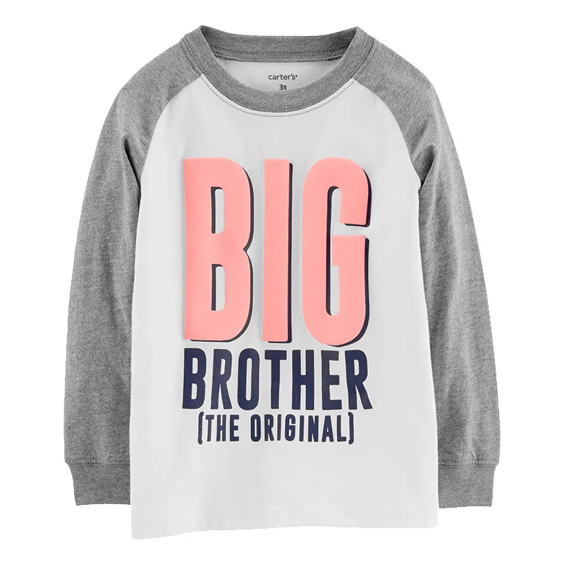 Carters Big Brother Raglan трикотаж Tee 2019 Весенняя футболка с длинными рукавами и надписью