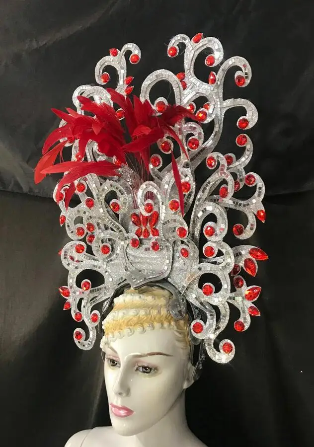 Латинские танец самба аксессуары Модный изысканный головной убор с перьями