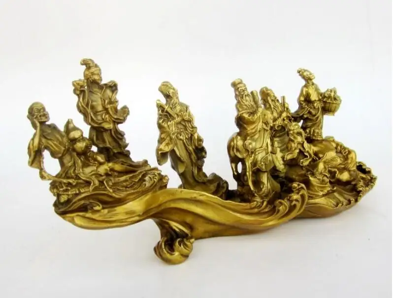 Китайский дракон из латуни Loong Gourd Basket Fan Eight Immortal 8 God Statue | Дом и сад