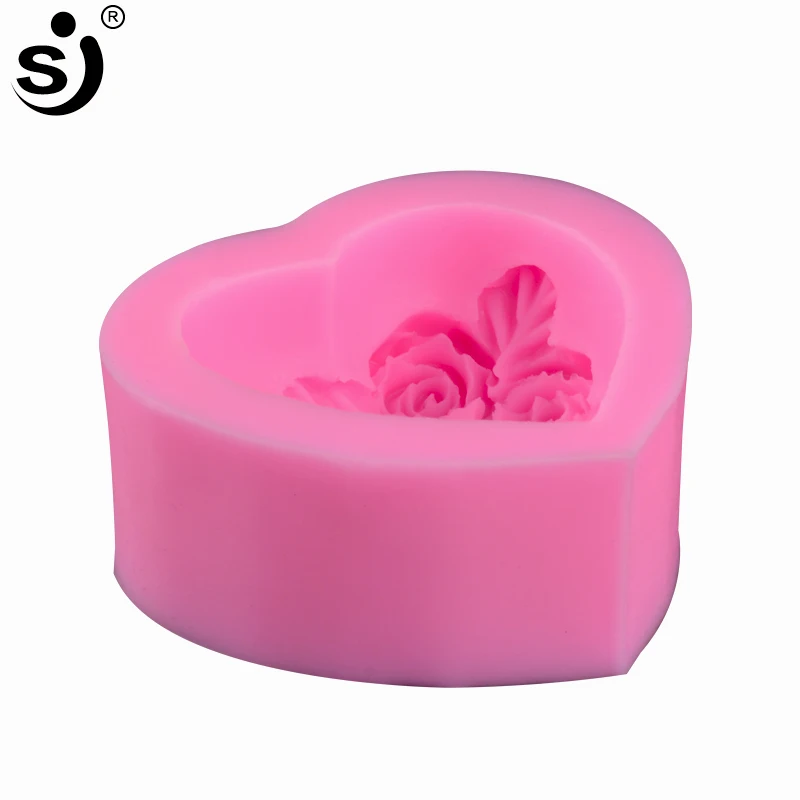 

SJ Silicone Cake Mold Love Heart Rose Shape Wedding Baking Mould For Soap Cookies Fondant Cake Tools Decorating Candle Making