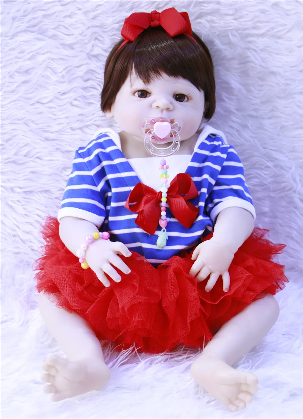 

Кукла реборн силиконовая виниловая 55 см, кукла-младенец для новорожденных принцесс, игрушка для купания для девочек, милый подарок на день р...