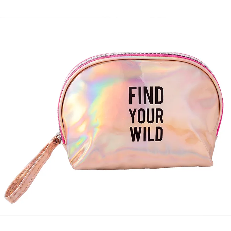 

Women Laser Cosmetic Bag Shine Washing Toiletry Kits PU Makeup Bag Waterproof Portable Letter Travel Organizer Neceser Mujer