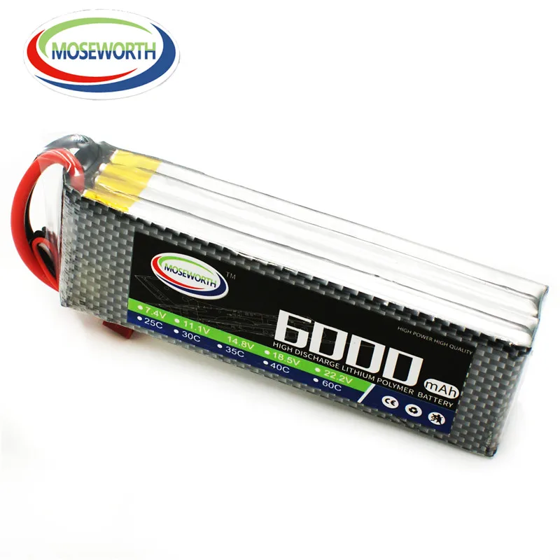 MOSEWORTH RC LiPo батарея 4S 14 8 V 6000mAh 60C для molel самолет вертолет Квадрокоптер Дрон литий |
