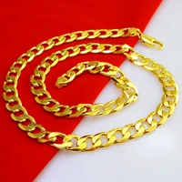 perfect yellow gold filled cuban curb link chain necklace men women classic jewelry 10mm 23 6inch