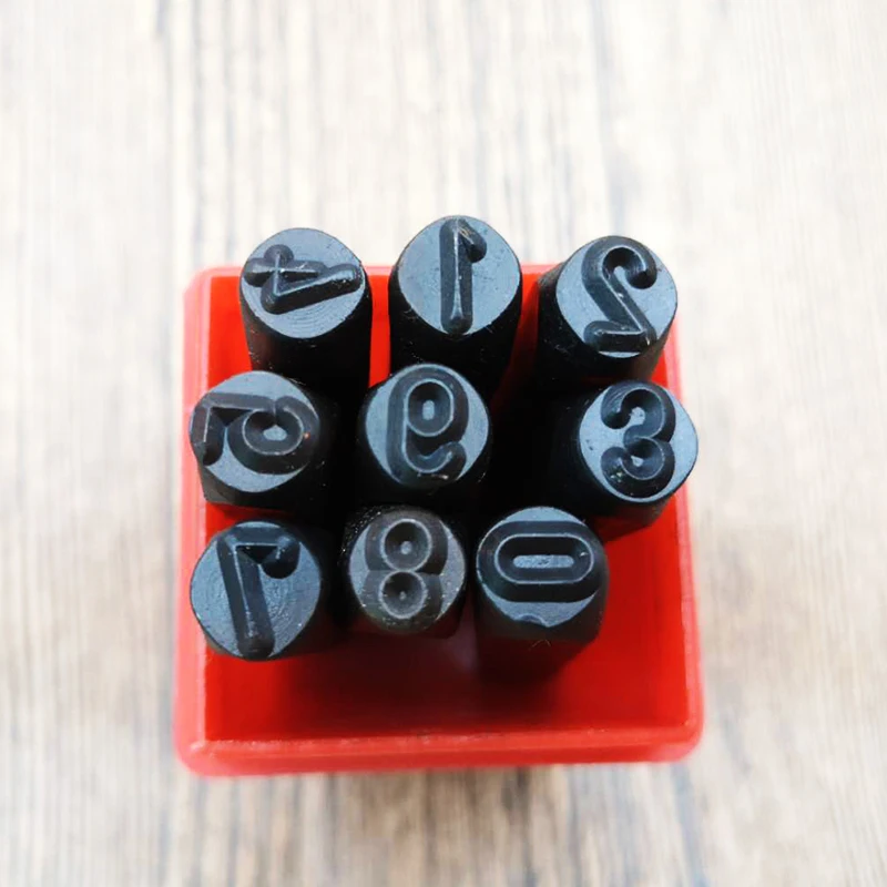 

0-8 цифр 9 шт./компл. дыропробивная кожа ручная Кожа DIY инструмент и резьба уплотнение 6 мм углеродистая сталь