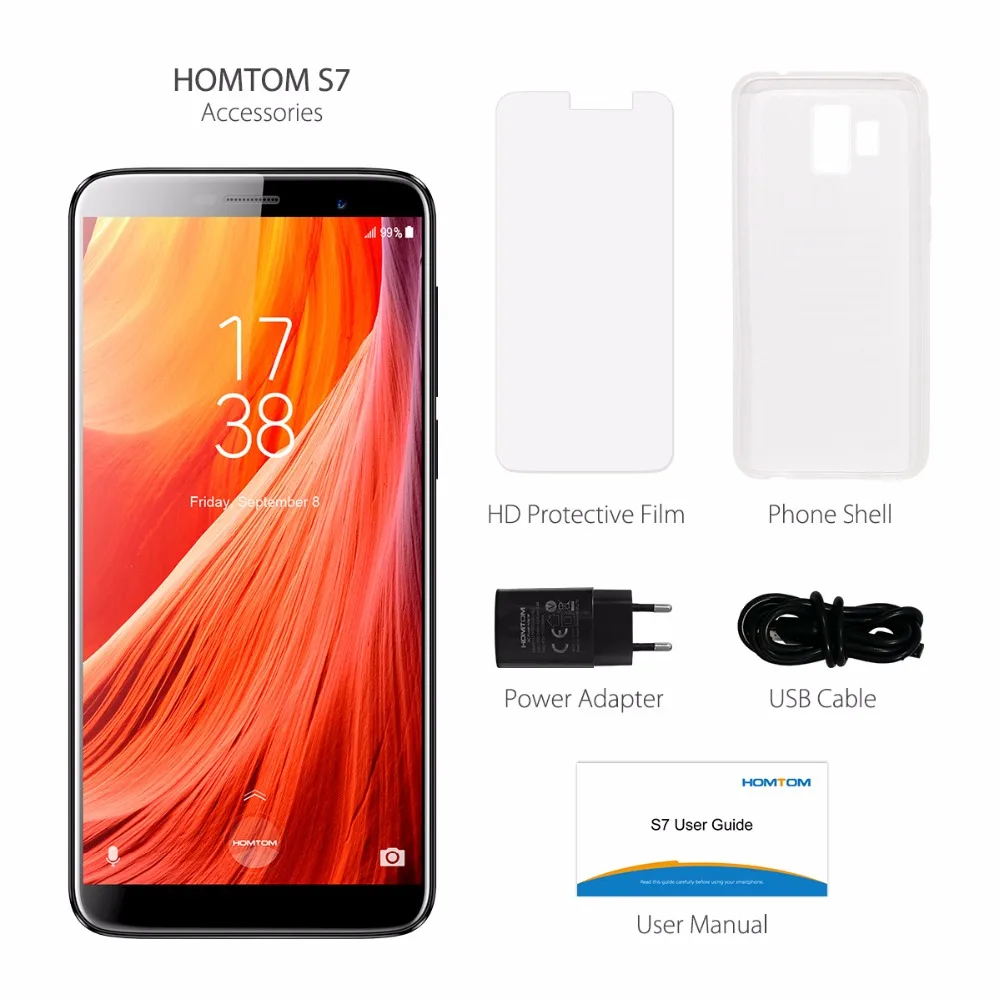 HOMTOM S7 5 &quotHD 18:9 назад двойной 13 + 2 Мп Смартфон Android 7 MTK6737 4 ядра 3g Оперативная память