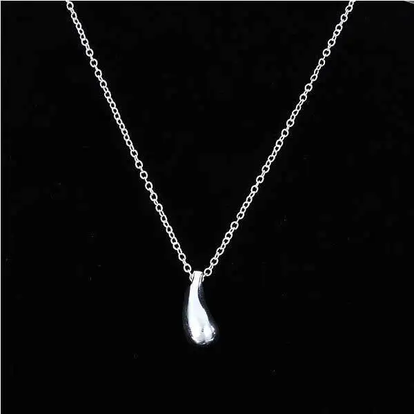 BuyGento Cheap 925 Silver Plated Water Drop Pendant Necklace Metal Chain | Спорт и развлечения