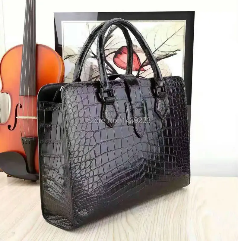 Мужской портфель из 100% натуральной кожи крокодила сумка для ноутбука мужская