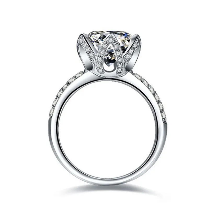 Элегантный Лотос 3CT 9 мм Тест положительное моиссанитовое кольцо тест