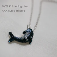 100 s925 sterling silver dolphin pendant necklace korean simple animals clavicle chain female cute sterling silver jewelry